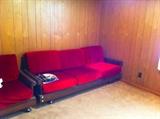 Vintage red velvet sofa