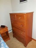 Maple high chest with 2 drawers over 3 graduated drawers