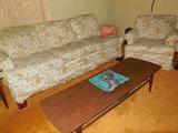 Upholstered couch and chair