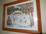 This is Hoopes Park with skaters on the pond.  It is signed Hosley  Hoopes Park