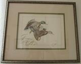 1982 DL Burkhart Signed & Numbered Water Fowl Mallard Wood Wild Ducks Framed Print #303/500