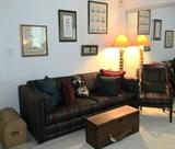 Sofa Bed with Matching Chair, Signed Golf Prints