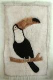 Genuine Alpaca Fur Hanging Toucan Wall Rug