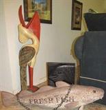 Artist Hand Carved & Signed, Heavy Hanging Fresh Fish
