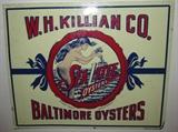 W.H. Killian Co. Baltimore Oysters Metal Sign