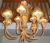 Nautical Rattan Wicker 10 light Hanging Chandelier