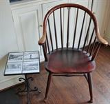 ANTIQUE CHAIR AND TILE SIDE TABLE