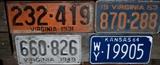 Many license plates from the 1930's-1960's.