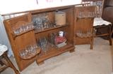 Bar cabinet and lots of barware.