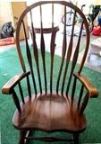 Vintage Oversized Colonial Style spindled/slatted high backed rocking chair