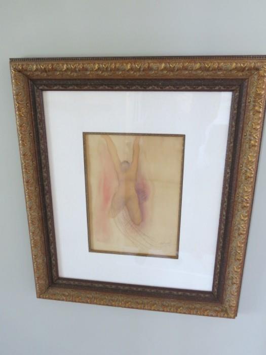 1904 original framed watercolor by Auguste Rodin, signed INSPECT IN FAIRFAX