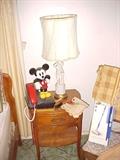 Mickey Mouse phone, 2 side tables and a pair of lamps that match