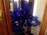Large collection of cobalt blue glass