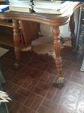 Antique Table with Glass/Claw feet..