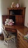 Vintage Maple Corner Desk and Small Chest with a charming handpainted chair
