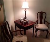 Beautiful Drop Leaf Table with 2 Queen Anne Arm Chairs