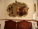 Gorgeous Rococo framed mirror ( over 6' wide and beautiful antique twin beds