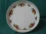 Royal Albert Old Country Roses 12" x 1 3/4" Flan Quiche bake ware dish fluted edge