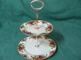 Royal Albert Old Country Roses 2 tiered serving tray 8" & 6" dishes