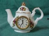 Royal Albert Old Country Roses Teapot Clock 3 1/2" x 4 1/4"