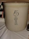 Antique Crock # 5 Buckeye Pottery Blue Ribbon Brand