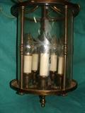 Large Vintage 5 light Hanging lamp with Princess House Style Etched Glass