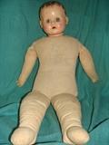 Antique Boy Doll - Cloth Body - Composition Head - Sleep Eyes - 29"/30" - Signed "AX"