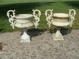 Beautiful Ornate Vintage Concrete Urns, 32" x 31". Just a part of the many concrete pieces here waiting to become a part of your yards landscape.