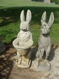 Beautiful  Vintage Concrete Bunnies, 29" tall. Just a part of the many concrete pieces here waiting to become a part of your yards landscape.