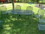 Beautiful 10 pc Wrought Iron Patio set with Table, 6 High Back Arm Chairs, 2 End Tables & Glider