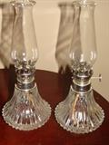 Pair of Crystal Oil Lamps