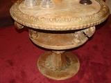Gorgeous Table with Mother of Pearl Top and Gold Gilded Pedestal Base