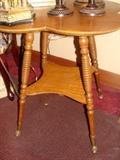 Antique American Oak Ball and Claw Table with Clover Leaf Top