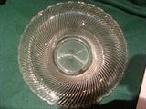 Vintage Clear Glass Swirl Pattern Bowl 12" x 3"