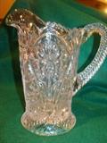 Gorgeous Vintage Glass Pitcher 8 3/4"