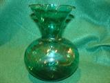Vintage Green Glass Vase 6 1/4"