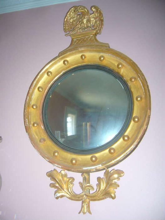 CIRCA 1830 AMERICAN CONVEX BULLS-EYE MIRROR