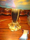 ANTIQUE PHOENIX METAL TABLE LAMP BASE CLOSEUP.
