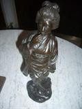 19TH CENTURY LARGE ASIAN BRONZE STATUE WITH SIGNATURE.