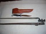 CIRCA 1827 BAYONET WITH CASE AND OTHER HAND KNIFE.