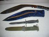US MILITARY KNIFE AND ASIAN SWORD WITH CASES.
