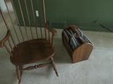 vintage rocker and oak magazine rack
