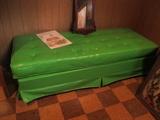 FANTASTIC MID CENTURY LIME GREEN DAY BED WITH THE ORIGINAL NAUGAHIDE (OIL CLOTH) IN PRISTINE CONDITION
