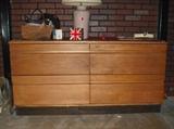 Mid Century Chest Of Drawers - Maple Finish, 6-7ft Long x 3-4ft deep x 3ft tall