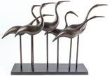 Six Similar Items: http://azfirearms.auctionflex.com/showlots.ap?co=10355&weid=42637&weiid=0&keyword=spi&lso=lotnumasc&pagenum=1&lang=En  Lot#:	73
Description:	Art SPI Galleries Flock of Cranes Brass Sculpture
A fabulous brass sculpture featuring a flock of 7 crane silhouettes. From San Pacific International Galleries it is cast in solid brass using the lost wax technique and hand finished using a proprietary vibrant Imperial Finish and lacquered for protection. This sculpture will be cherished for generations. Great for indoor or outdoor decor. This LARGE sculpture is in excellent condition. Measures 18" tall x 26" wide x 5.75" in depth.
Tag Words: Intdes
**This item cannot be shipped.