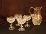 DR8 Hand cut crystal pitcher & glasses