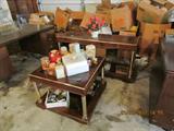 Two Piece Table Set w/ Glass Inserts.
