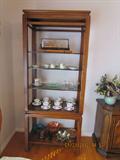 Two 5-Tier Glass Shelf Cabinet.