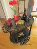 Black Lacquer Tea Cart w/ glass tray.