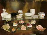 Trinket Boxes. Porcelain Flowers.